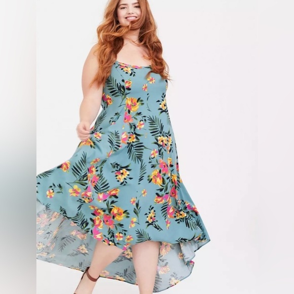 Torrid Challis High Low Maxi Floral Printed Dress Size 1 - Picture 1 of 11